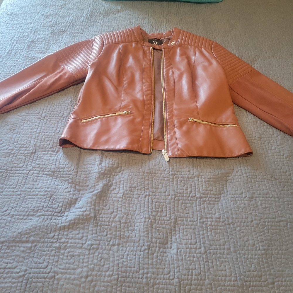 NY & CO Women's Crop Leather Jacket - Picture 3 of 3
